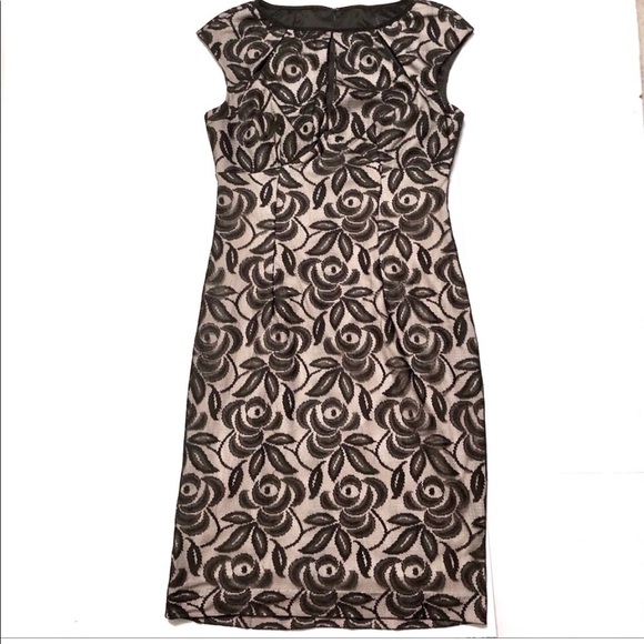 Maggy London Lace Sheath Dress Keyhole Back 6